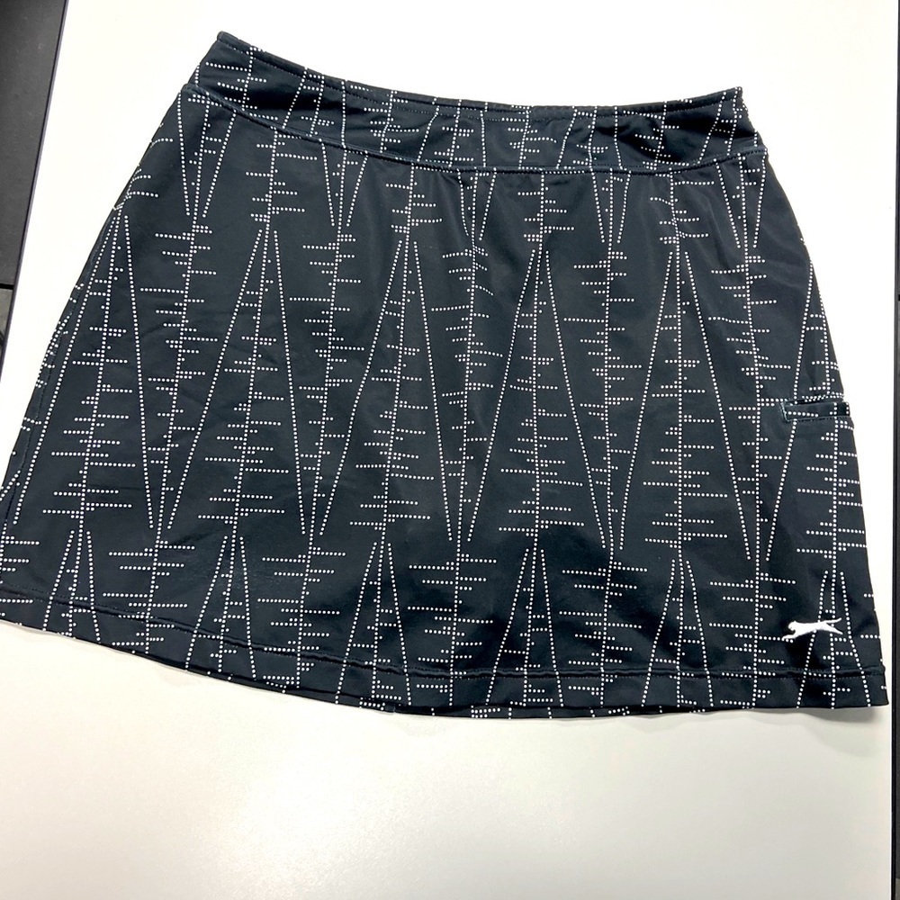 Slazenger Black Skort Tennis Golf Geometric Print Skirt Size M White Dots